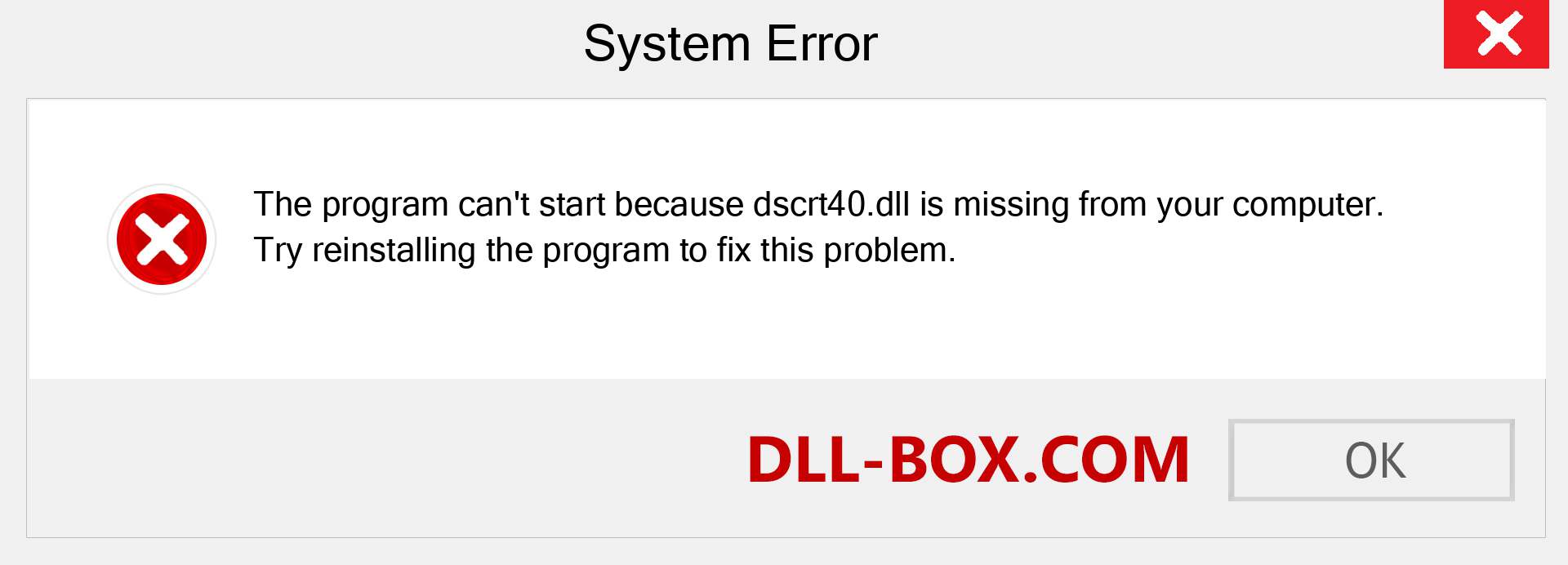  dscrt40.dll file is missing?. Download for Windows 7, 8, 10 - Fix  dscrt40 dll Missing Error on Windows, photos, images
